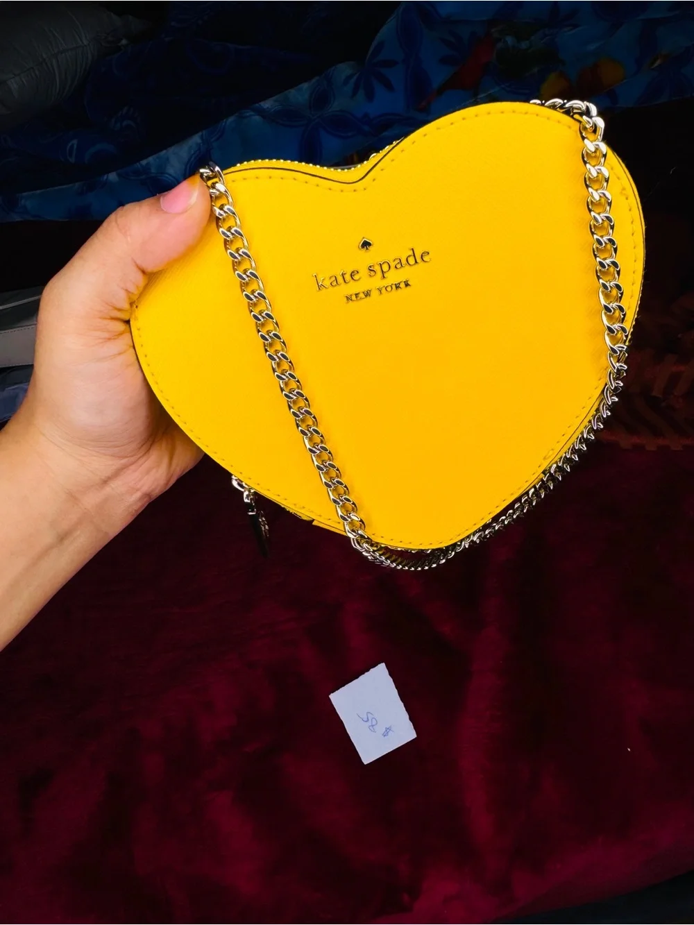 kate spade Yellow Heart-Shaped Crossbody with Gold Chain